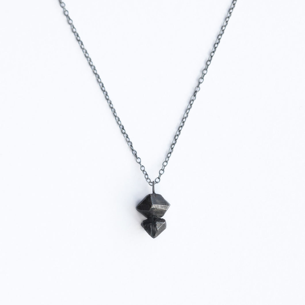 Small Crystal Necklace - Oxidised
