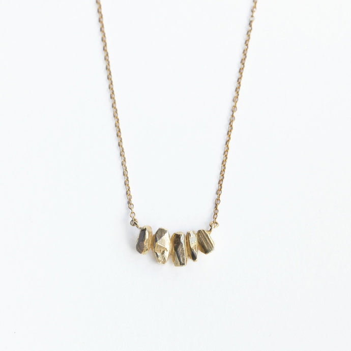 String Crystal Necklace - Solid Gold