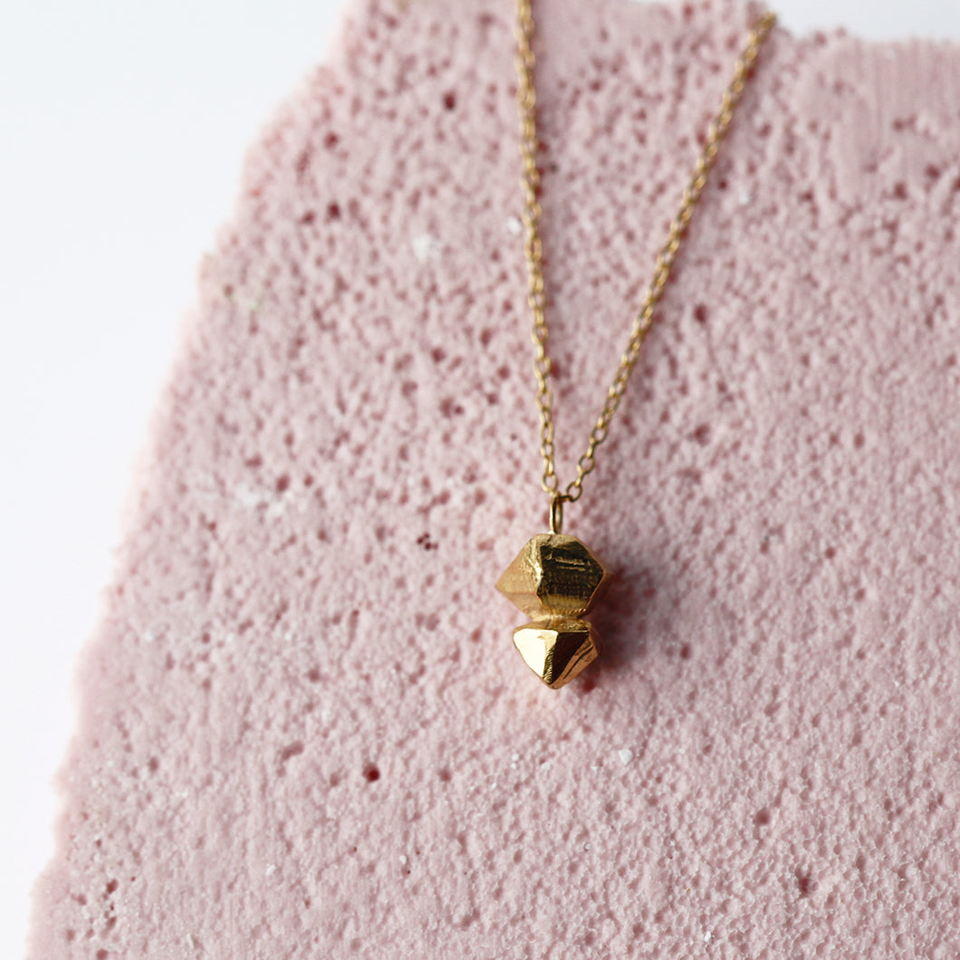 Small Crystal Necklace - Solid Gold