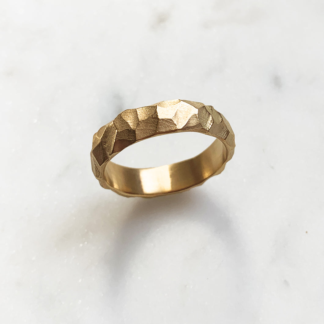 Wide Rough Ring - Solid Gold
