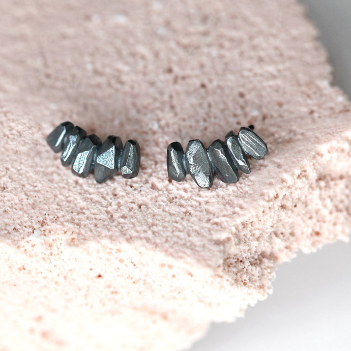 String Crystal Earrings - Oxidised