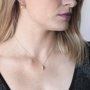 Small Crystal Necklace - Solid Gold