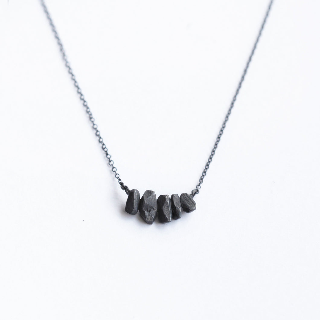 String Crystal Necklace - Oxidised