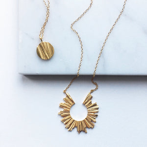Small Sun Necklace -  Solid Gold
