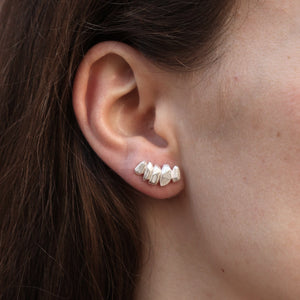 String Crystal Earrings - Silver